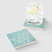 Aquamarines Seeglasseedruck Steinuntersetzer (Seitenansicht)