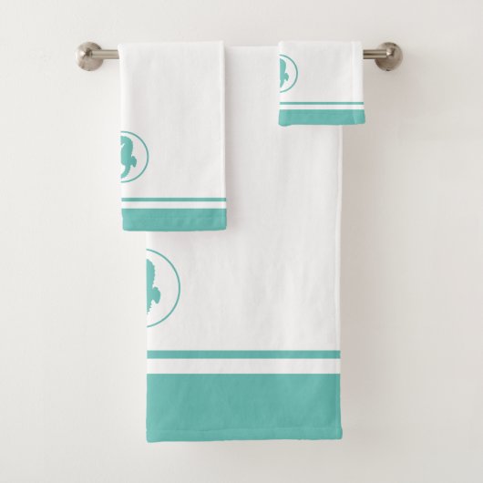 Aquamarines Seepferd an der Küste Badhandtuch Set (Insitu)