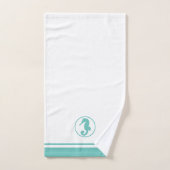 Aquamarines Seepferd an der Küste Badhandtuch Set (Handtuch)