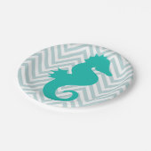 Aquamarines Seepferd Beach Thema Baby Dusche Telle Pappteller (Schrägansicht)