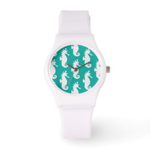 Aquamarines Seepferd-Muster 1 Armbanduhr