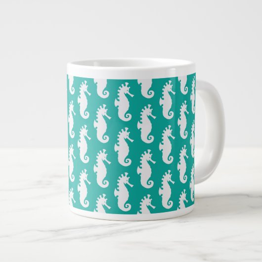 Aquamarines Seepferd Muster 1 Jumbo-Tasse (Vorderseite Rechts)