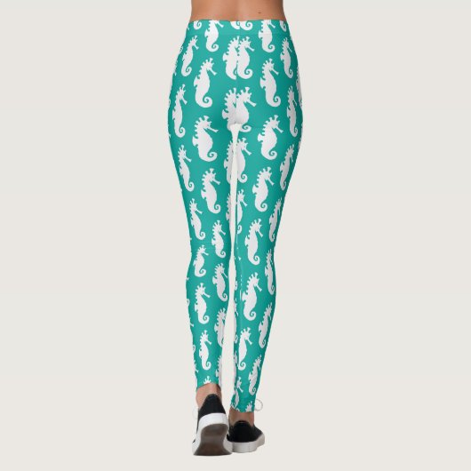 Aquamarines Seepferd Muster 1 Leggings (Rückseite)
