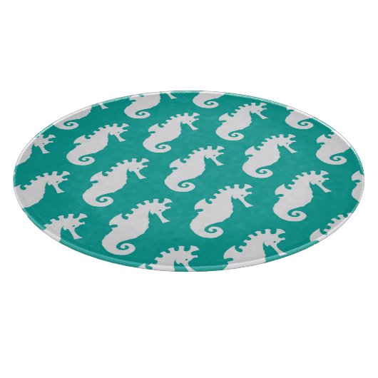 Aquamarines Seepferd-Muster 1 Schneidebrett (Ecke)