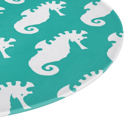 Aquamarines Seepferd-Muster 1 Schneidebrett (Ecke)