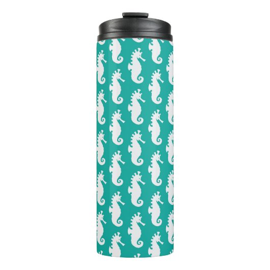 Aquamarines Seepferd Muster 1 Thermosbecher (Vorderseite)