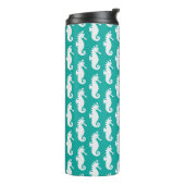 Aquamarines Seepferd Muster 1 Thermosbecher (Nach links gedreht)