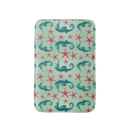 Aquamarines Seepferd Muster 2 Badematte (Vorderseite Vertikal)