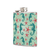Aquamarines Seepferd Muster 2 Flachmann (Links)