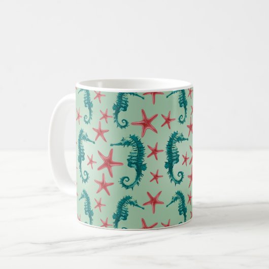 Aquamarines Seepferd Muster 2 Kaffeetasse (Vorderseite Links)