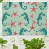 Aquamarines Seepferd-Muster 2 Küchentuch (Gefaltet)