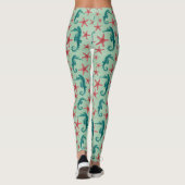 Aquamarines Seepferd-Muster 2 Leggings (Rückseite)
