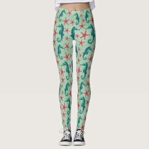 Aquamarines Seepferd-Muster 2 Leggings
