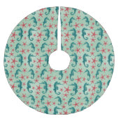 Aquamarines Seepferd Muster 2 Polyester Weihnachtsbaumdecke (Vorderseite)