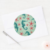 Aquamarines Seepferd Muster 2 Runder Aufkleber (Umschlag)