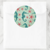 Aquamarines Seepferd Muster 2 Runder Aufkleber (Tasche)