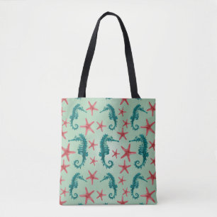 Aquamarines Seepferd-Muster 2 Tasche