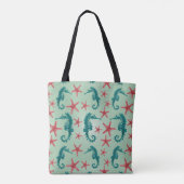 Aquamarines Seepferd-Muster 2 Tasche (Rückseite)
