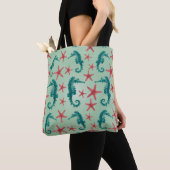 Aquamarines Seepferd-Muster 2 Tasche (Von Nahem)