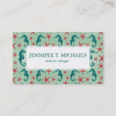 Aquamarines Seepferd-Muster Visitenkarte (Vorderseite)