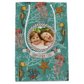 Aquamarines Seepferd serenade Custom Foto & Text Mittlere Geschenktüte (Vorderseite)