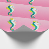 aquamarines Seepferdrosa Geschenkpapier (Ecke)