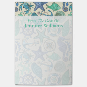 Aquamarines Seetier-Muster addieren Ihren Namen Post-it Klebezettel