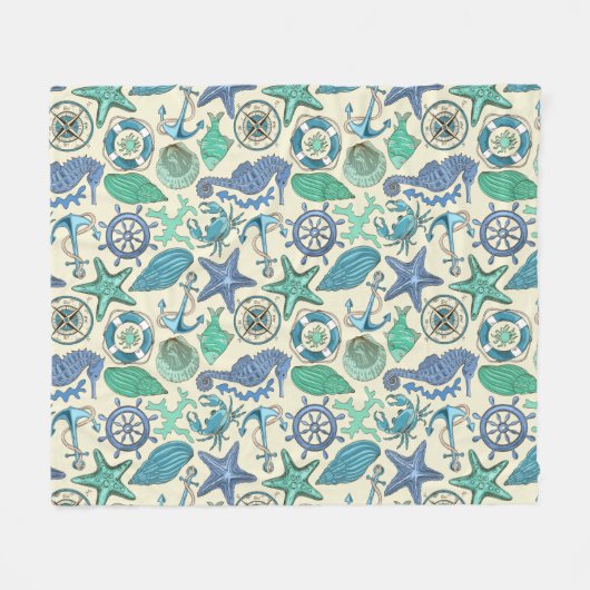 Aquamarines Seetier-Muster Fleecedecke (Vorderseite (Horizontal))