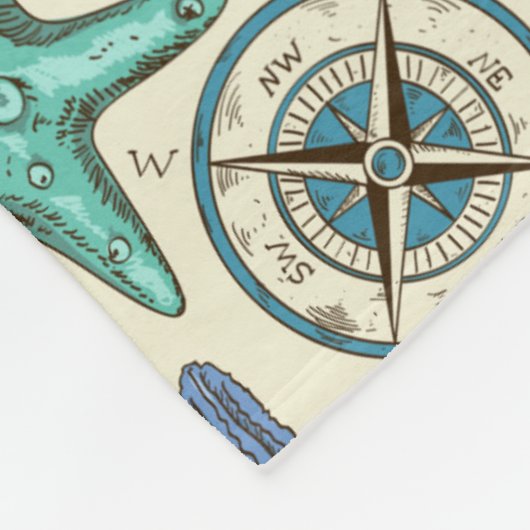 Aquamarines Seetier-Muster Fleecedecke (Ecke)