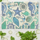 Aquamarines Seetier-Muster Geschirrtuch (Gefaltet)