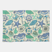 Aquamarines Seetier-Muster Geschirrtuch (Horizontal)