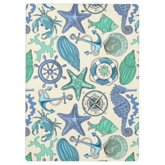 Aquamarines Seetier-Muster Klemmbrett (Rückseite)