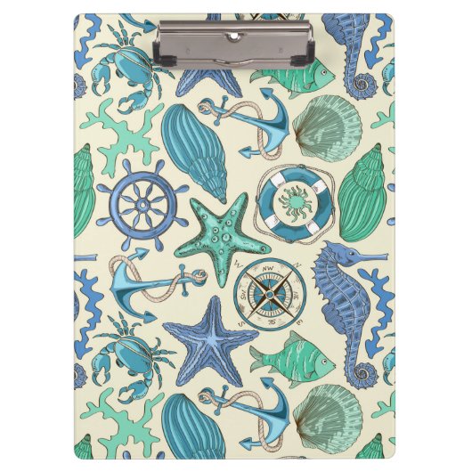 Aquamarines Seetier-Muster Klemmbrett (Vorderseite)