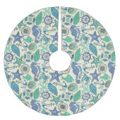 Aquamarines Seetier-Muster Polyester Weihnachtsbaumdecke (Vorderseite)