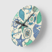 Aquamarines Seetier-Muster Runde Wanduhr (Winkel)