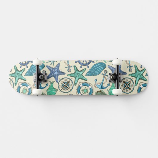 Aquamarines Seetier-Muster Skateboard (Horizontal)