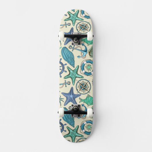 Aquamarines Seetier-Muster Skateboard (Vorderseite)