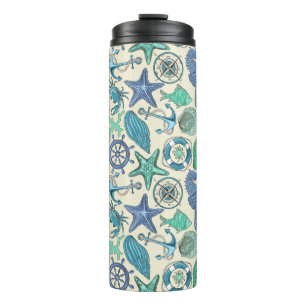 Aquamarines Seetier-Muster Thermosbecher