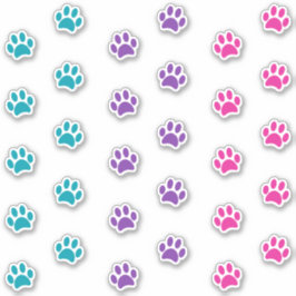 Aquamarines Set für Lila und rosa Paw-Druckspuren Aufkleber