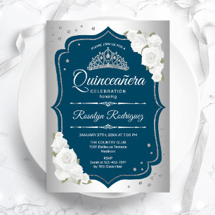 Aquamarines Silber Elegant Quinceanera Einladung