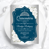 Aquamarines Silber Elegant Quinceanera Einladung