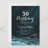 Aquamarines Silver Agate 30. Geburtstag Einladung (Vorderseite)