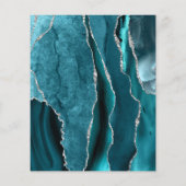 Aquamarines Silver Agate Burgundy Wedding Menu (Rückseite)