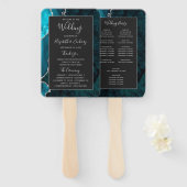 Aquamarines Silver Agate Dark Wedding Program Fächer (Vorne und Hinten)