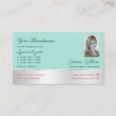 Aquamarines Silver Deco Schöne Rose Blume mit Foto Visitenkarte (Rückseite)