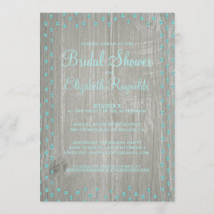 Aquamarines Silver Rustic Country Brautparty lädt Einladung