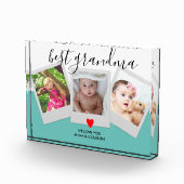 Aquamarines Skript BEST GRANDMA Niedlich Modernes Fotoblock (Rechts)