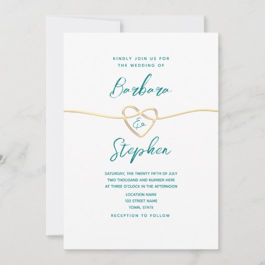 Aquamarines Skript Minimalistische Einladung zur H (Vorderseite)