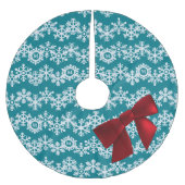Aquamarines Snowflake Red Bow Weihnachtsbaumrock Polyester Weihnachtsbaumdecke (Vorderseite)