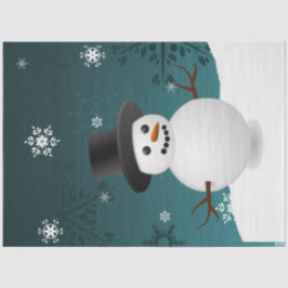 Aquamarines Snowman Winter Scene Weihnachtszettel Seidenpapier